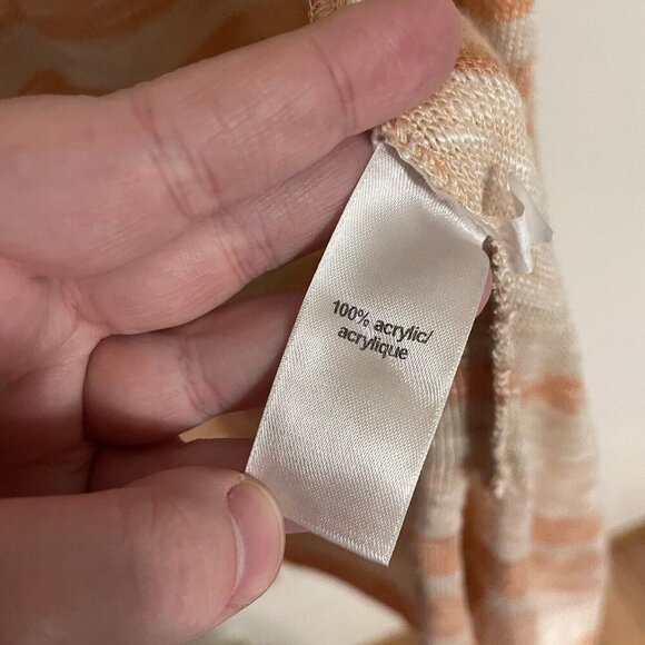 Maurices Women Sz M Peach/Cream Striped Open Front Lightweight Cardigan Sweater - Picture 8 of 10